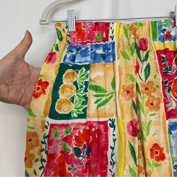 Vintage Hilo Hattie 2-Pc Top Blouse Short Womens Medium Vibrant Floral Hawaiian - Picture 3 of 16